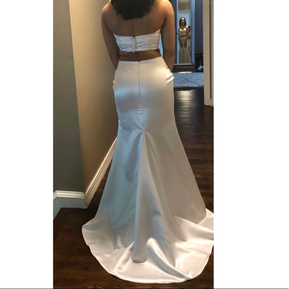 White two piece prom dress